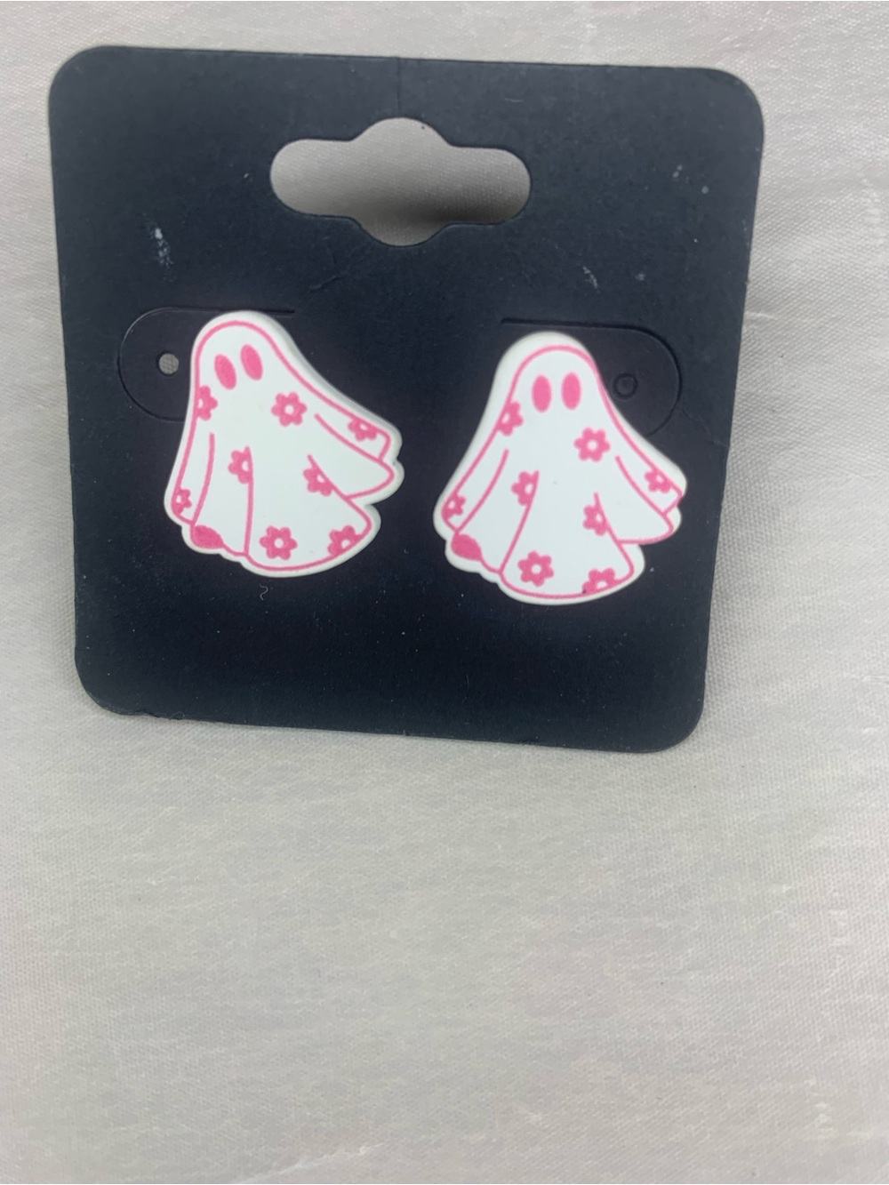 Pink & White Ghost Stud Earrings